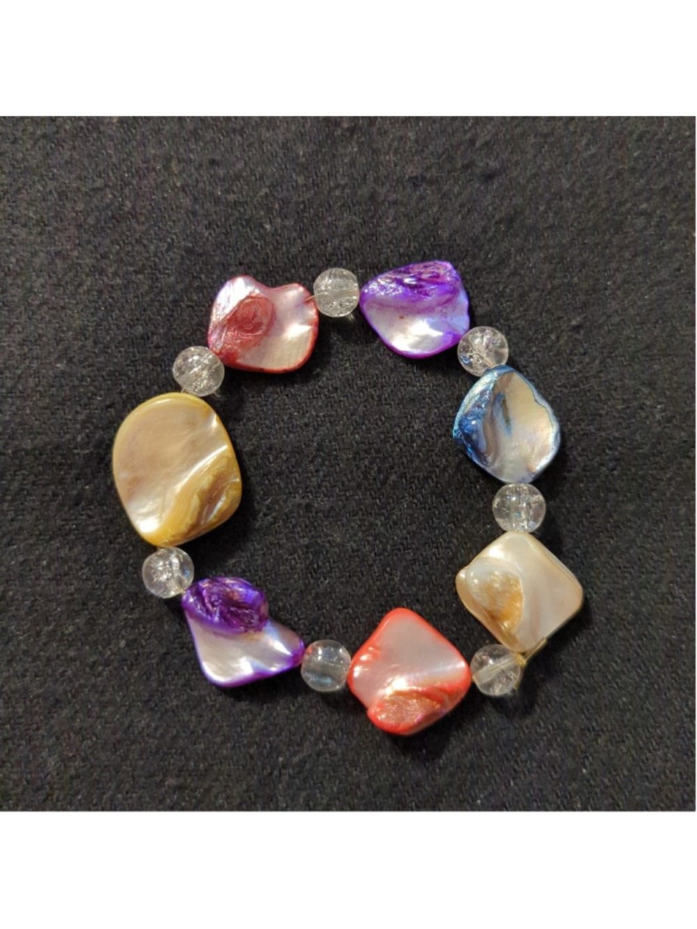 Pastel Blue Cream Purple Pink Blister Pearl Stretchy Elastic Statement Bracelet